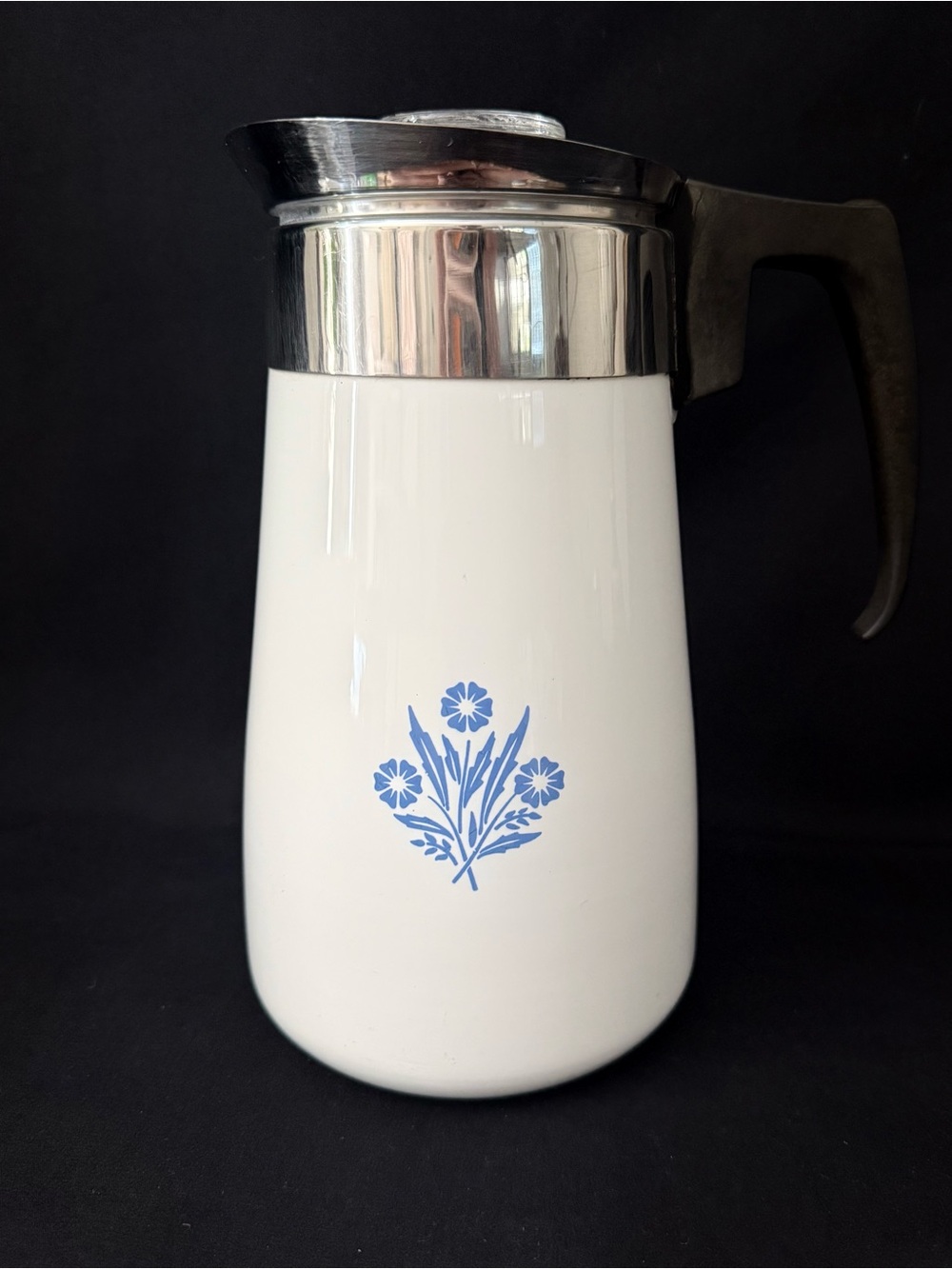 CorningWare Blue Cornflower Stovetop coffee percolator *MISSING stem and basket*